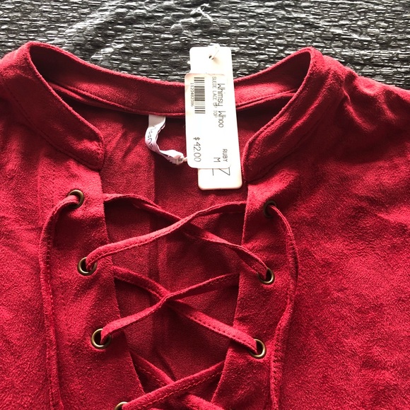 Boutique Suede lace up shirt size m - Picture 2 of 3